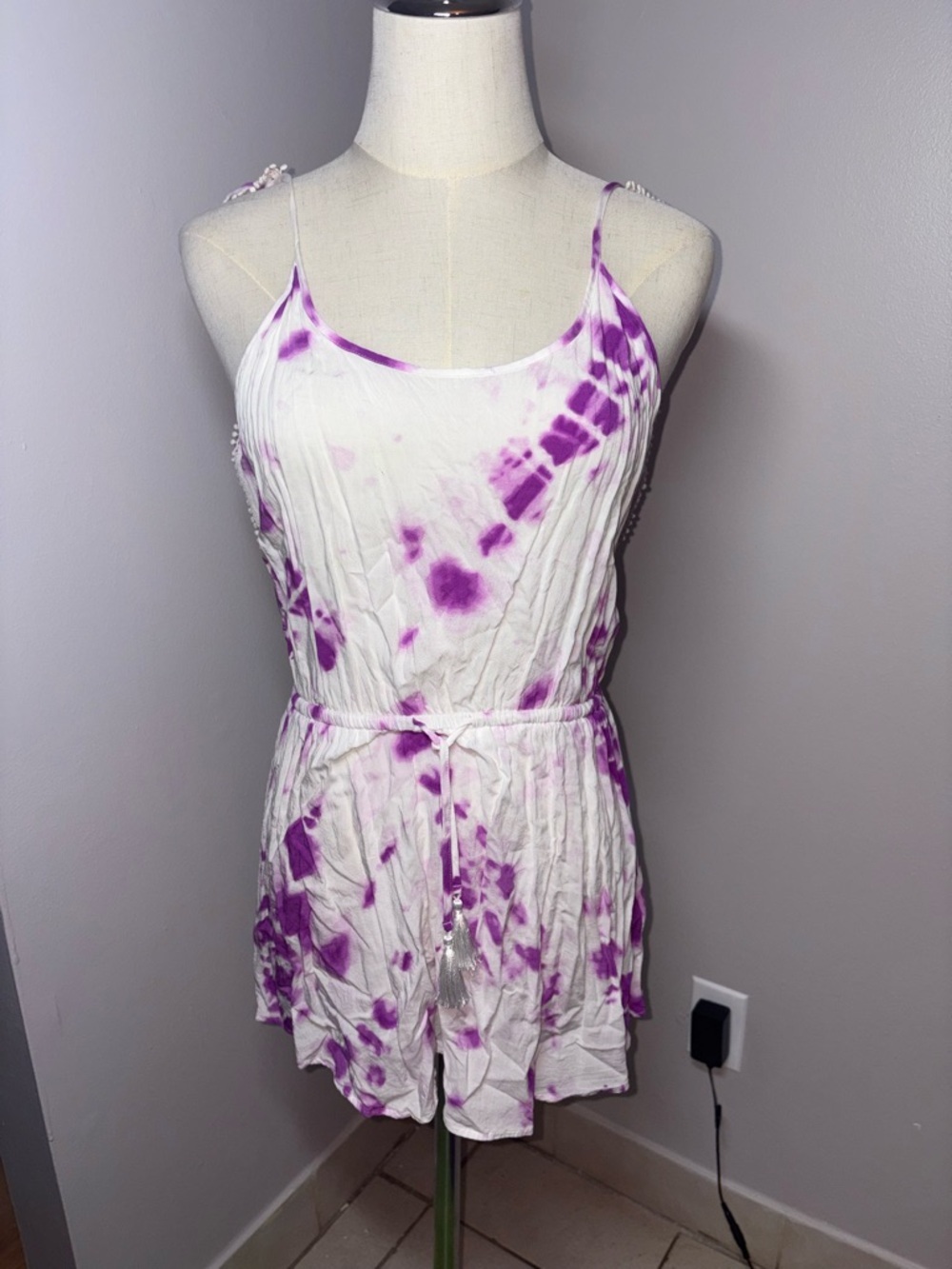 Victoria Secret Purple Tie-Dye Cruise Mini Swimsuit Coverup Sun Dress Size XS